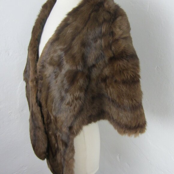 Vintage 50s Luxury Genuine Mink Fur Stole Cape Shawl Wrap Slash Pockets OS - Picture 3 of 4
